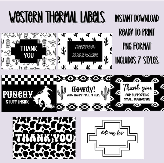 Western Thermal Labels PNG Digital Downloads