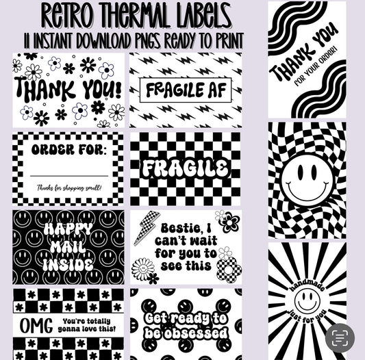 Retro Thermal Label Digital Download PNG FILES